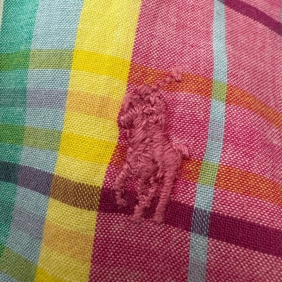 Polo Ralph Lauren Girls Pink Blue Multi Color Cotton Madras Shirt Dress Size 14 - Picture 2 of 7